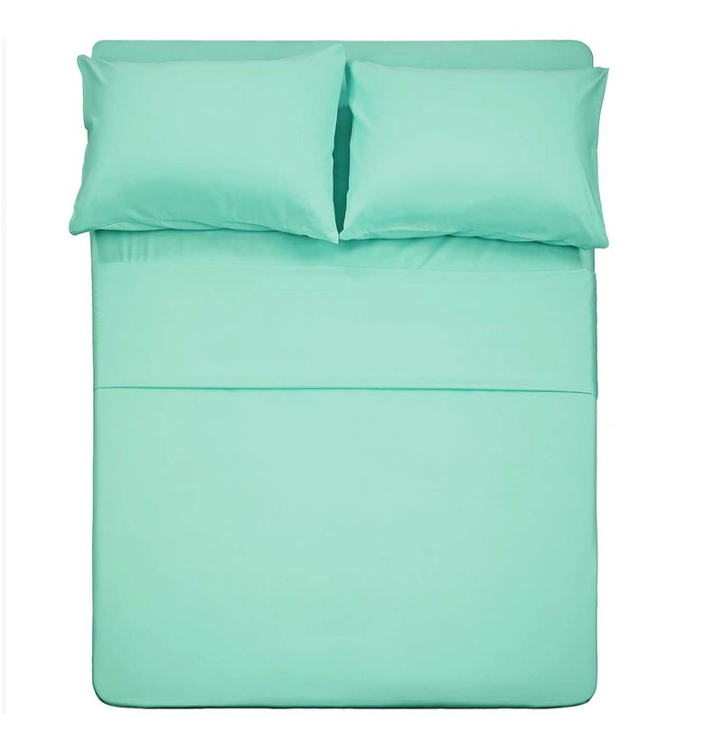 Best 4 Piece Bed Sheet Set (Queen,Mint) 1 Flat Sheet,1 Fitted Sheet and 2 Pillow Cases,Brushed Microfiber Luxury Bedding with Deep Pockets - Image 1